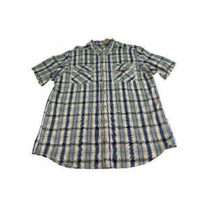 Duluth Trading Co Mens Button Front Shirt Size XL Tall Brown Plaid Short Sleeve